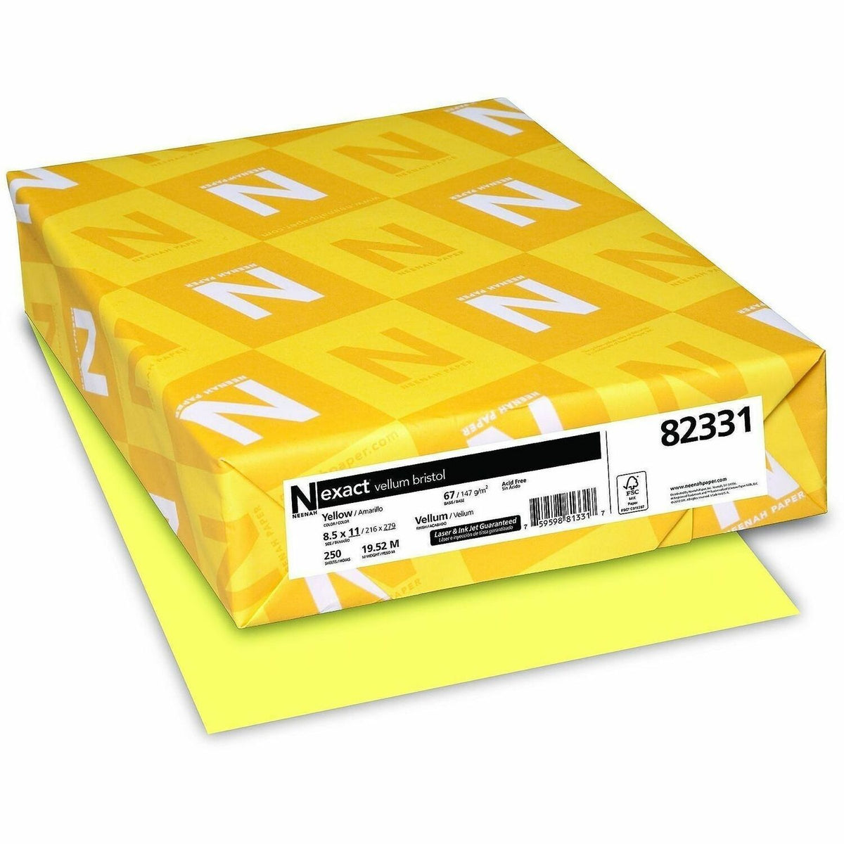 Exact Vellum Bristol Paper, Yellow, 92 Brightness, Letter, 8 1/2" x 11", 67 lb Basis Weight (WAU82331)