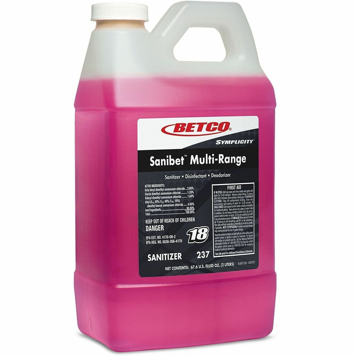 Betco Symplicity FastDraw 18 Sanibet MultiRange Sanitizer, 67.6 fl oz (2.1 quart) (BET2374700EA)