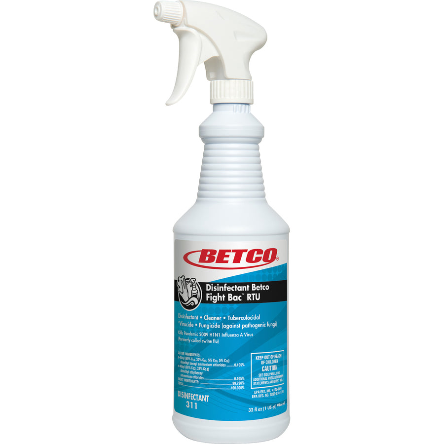 Betco Fight-Bac RTU Disinfectant Cleaner, Ready-To-Use, 32 fl oz (1 quart), Citrus Floral Scent (BET3111200EA)