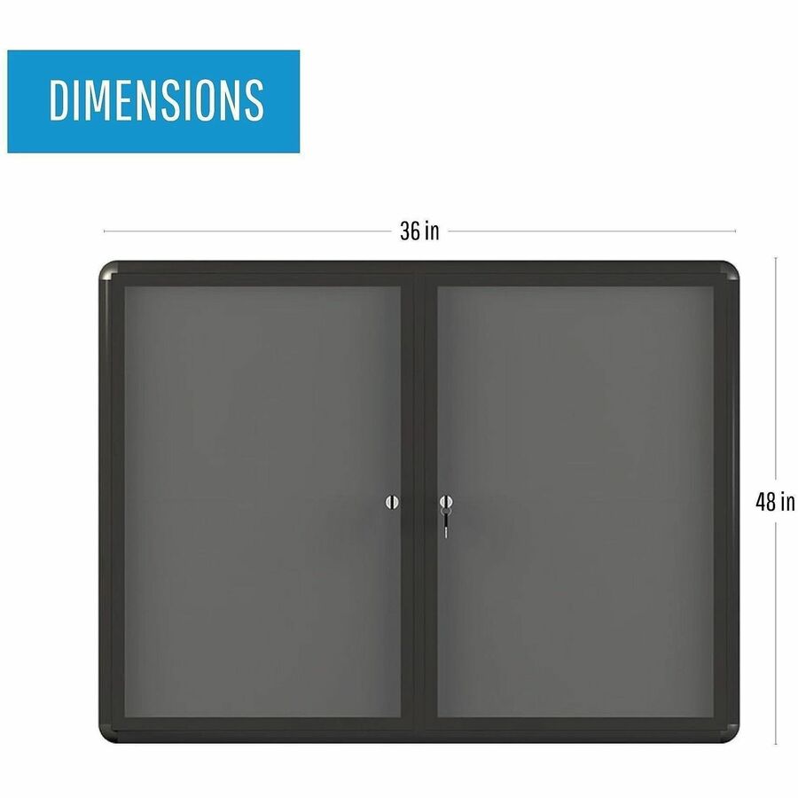 Bi-office Enclosed Fabric Bulletin Board With Aluminum Frame, 36" x 48", Grey/Graphite, 36" x 48" (BVCVT640103727)