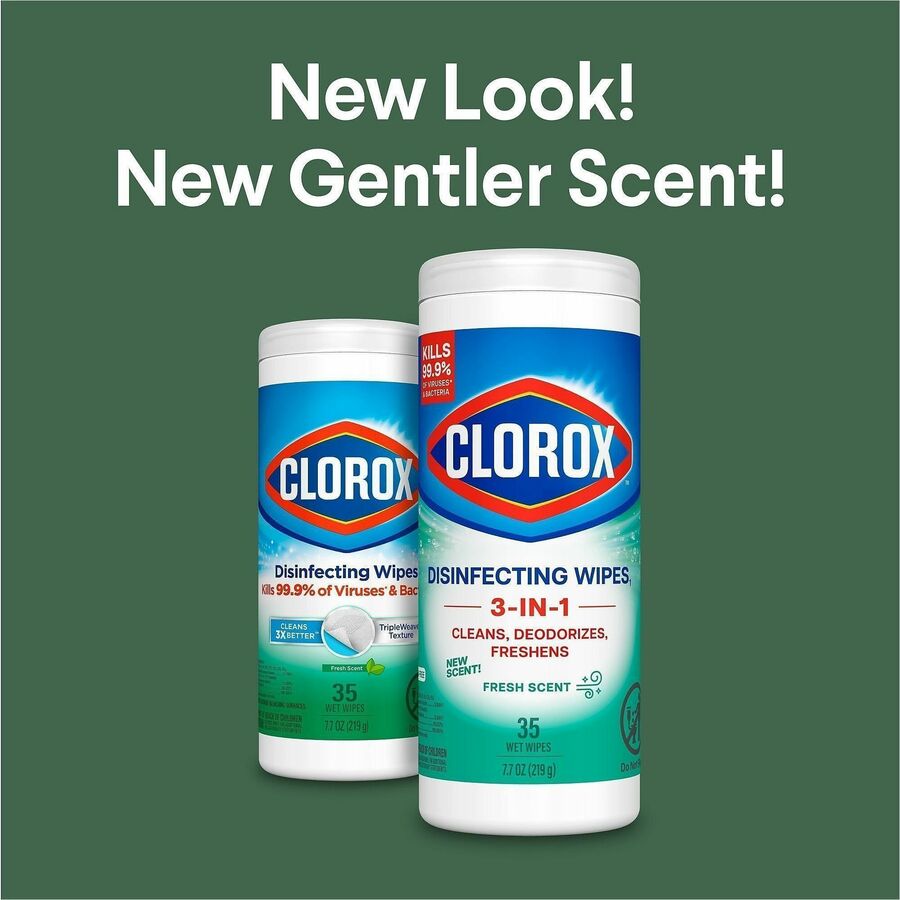 Clorox Disinfecting Cleaning Wipes, Fresh Scent, 35/Tub, 12/Carton, 70 Carton/Pallet (CLO01593PL)