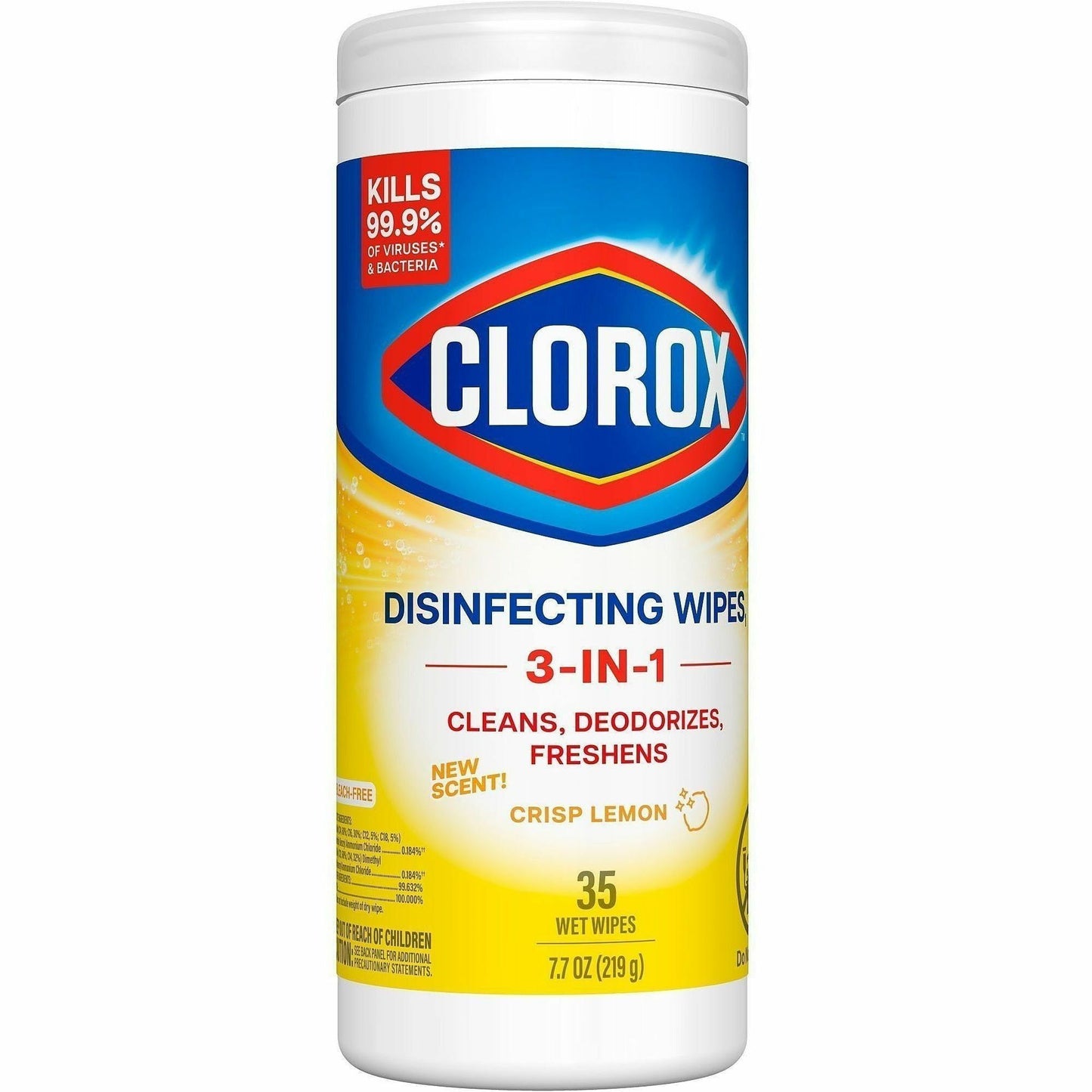 Clorox Disinfecting Cleaning Wipes, Crisp Lemon Scent, 35/Tub, 12 Tubs/Carton, 35 Cartons/Bundle (CLO01594BD)