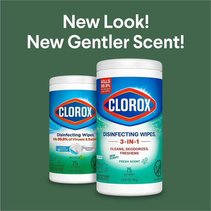 Clorox Disinfecting Bleach-Free Cleaning Wipes, Fresh Scent, 75/Tub, 6 Tubs/Carton, 40 Cartons/Bundle (CLO01656BD)