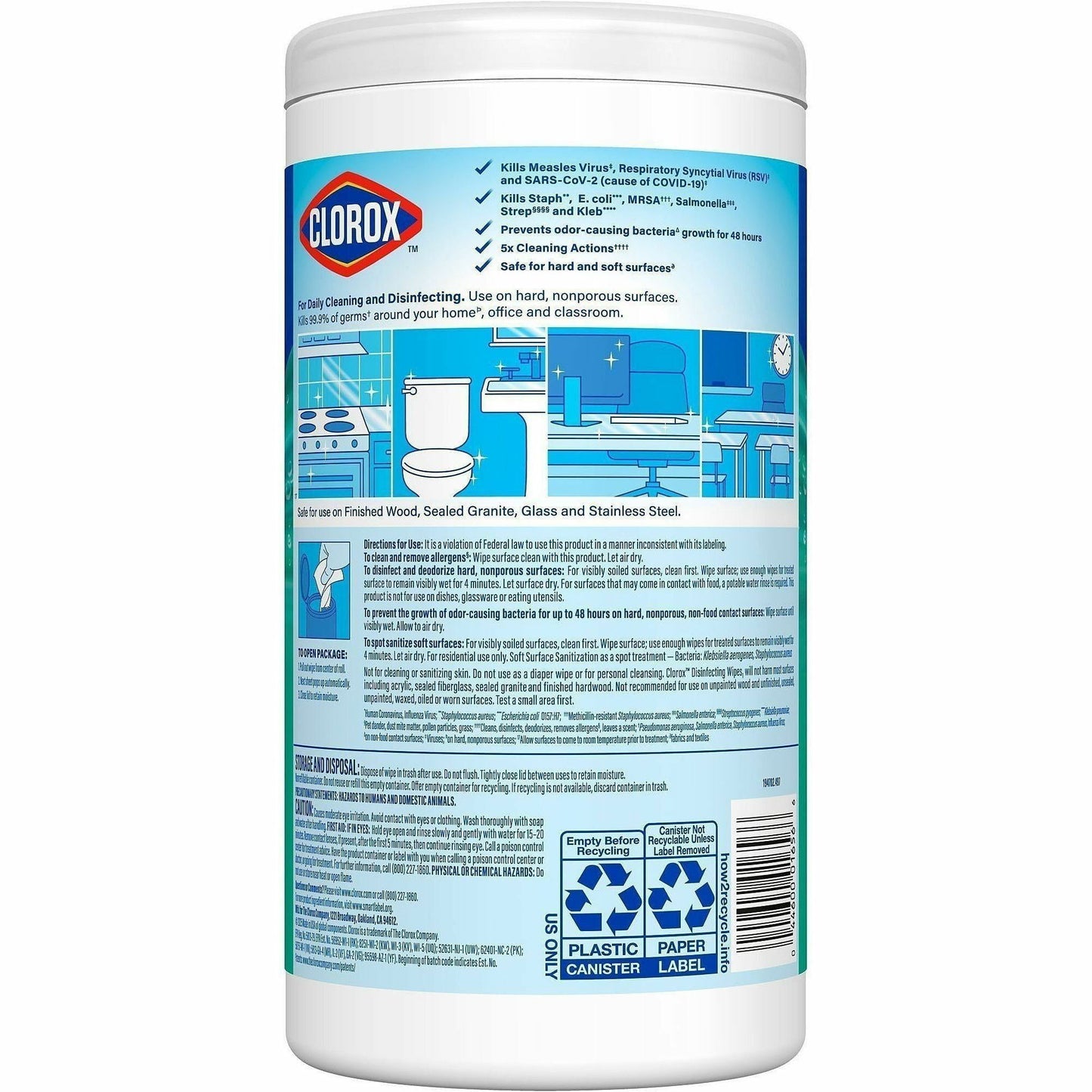 Clorox Disinfecting Wipes, Fresh Scent, 75/Tub, 6/Carton, 80 Carton/Pallet (CLO01656PL)