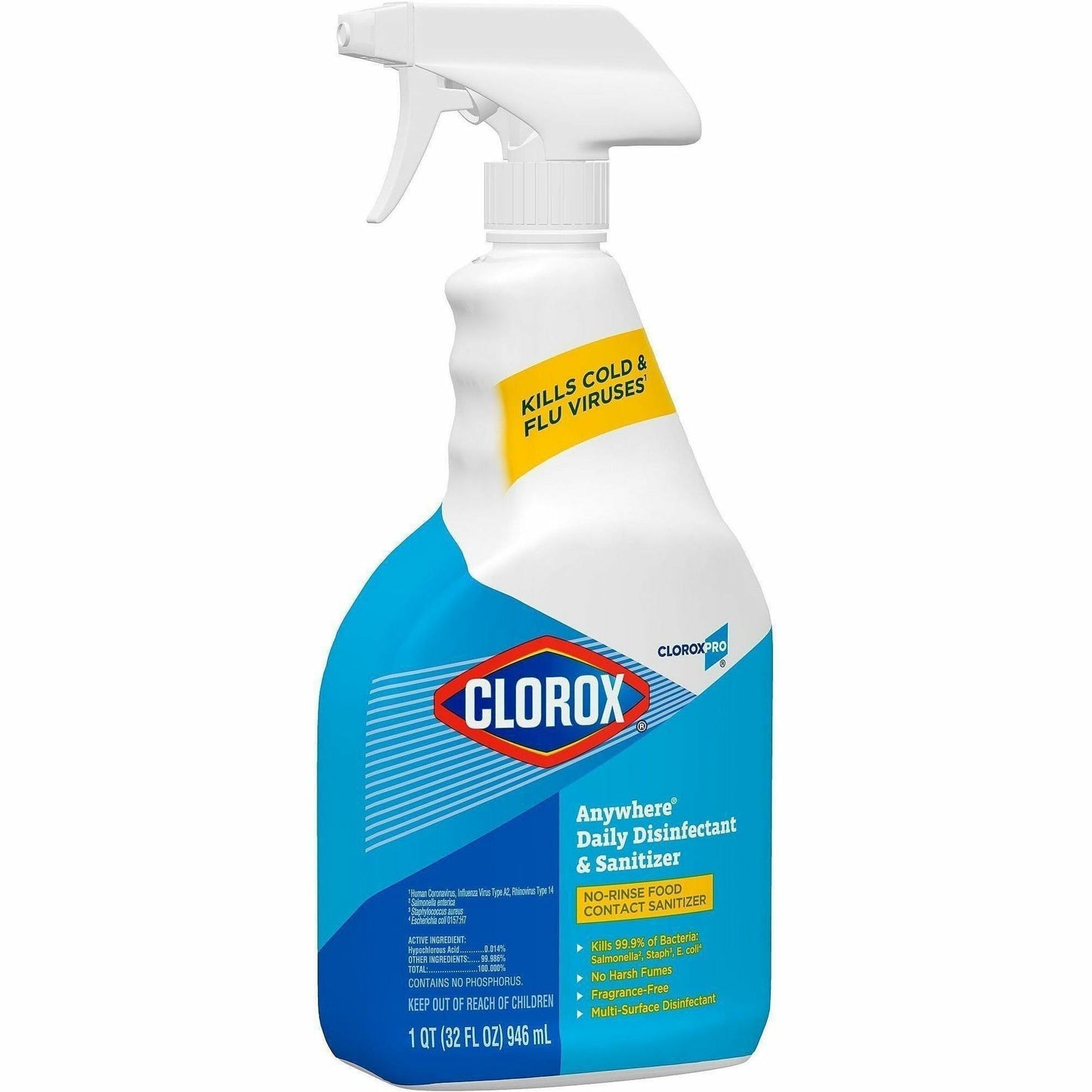 CloroxPro™ Anywhere Daily Disinfectant and Sanitizer, 32 fl oz, 12/Carton, 216 Bottles/Bundle (CLO01698BD)