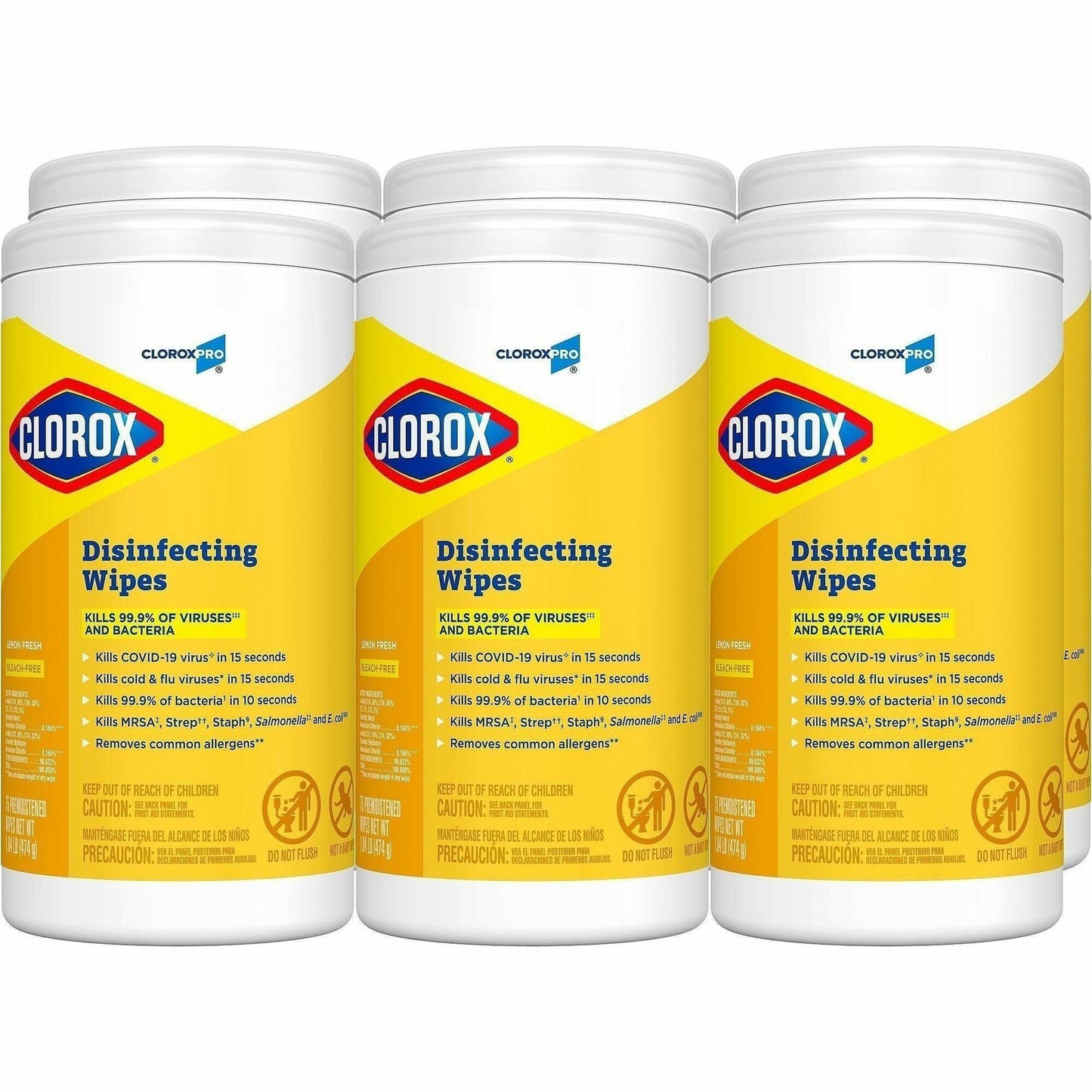 CloroxPro™ Disinfecting Wipes, 75/Tub, 6/Carton, 80 Carton/Pallet (CLO15948PL)