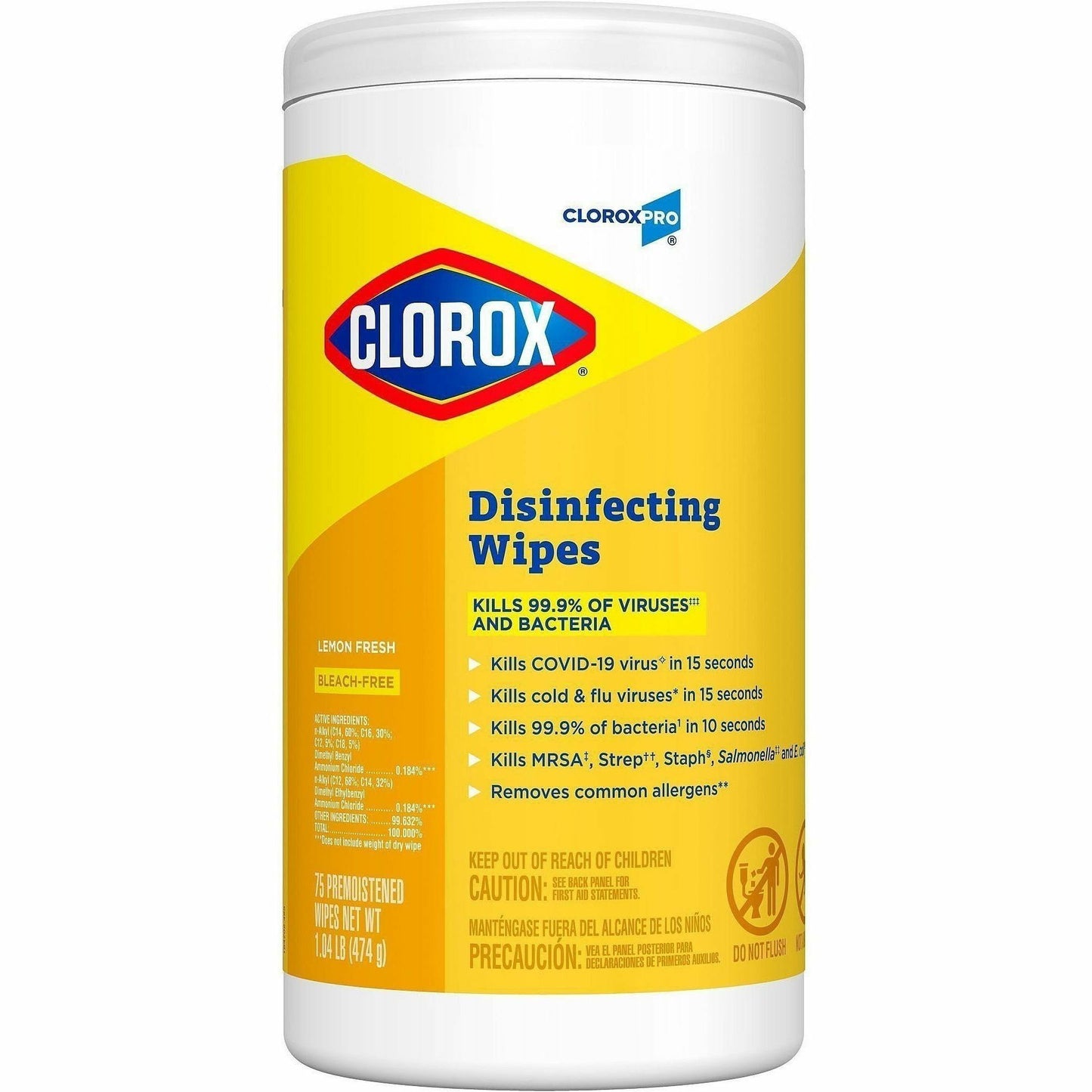 CloroxPro™ Disinfecting Wipes, 75/Tub, 6/Carton, 80 Carton/Pallet (CLO15948PL)
