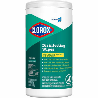 CloroxPro™ Disinfecting Wipes, Fresh Scent, 75/Tub, 6/Carton, 80 Carton/Pallet (CLO15949PL)