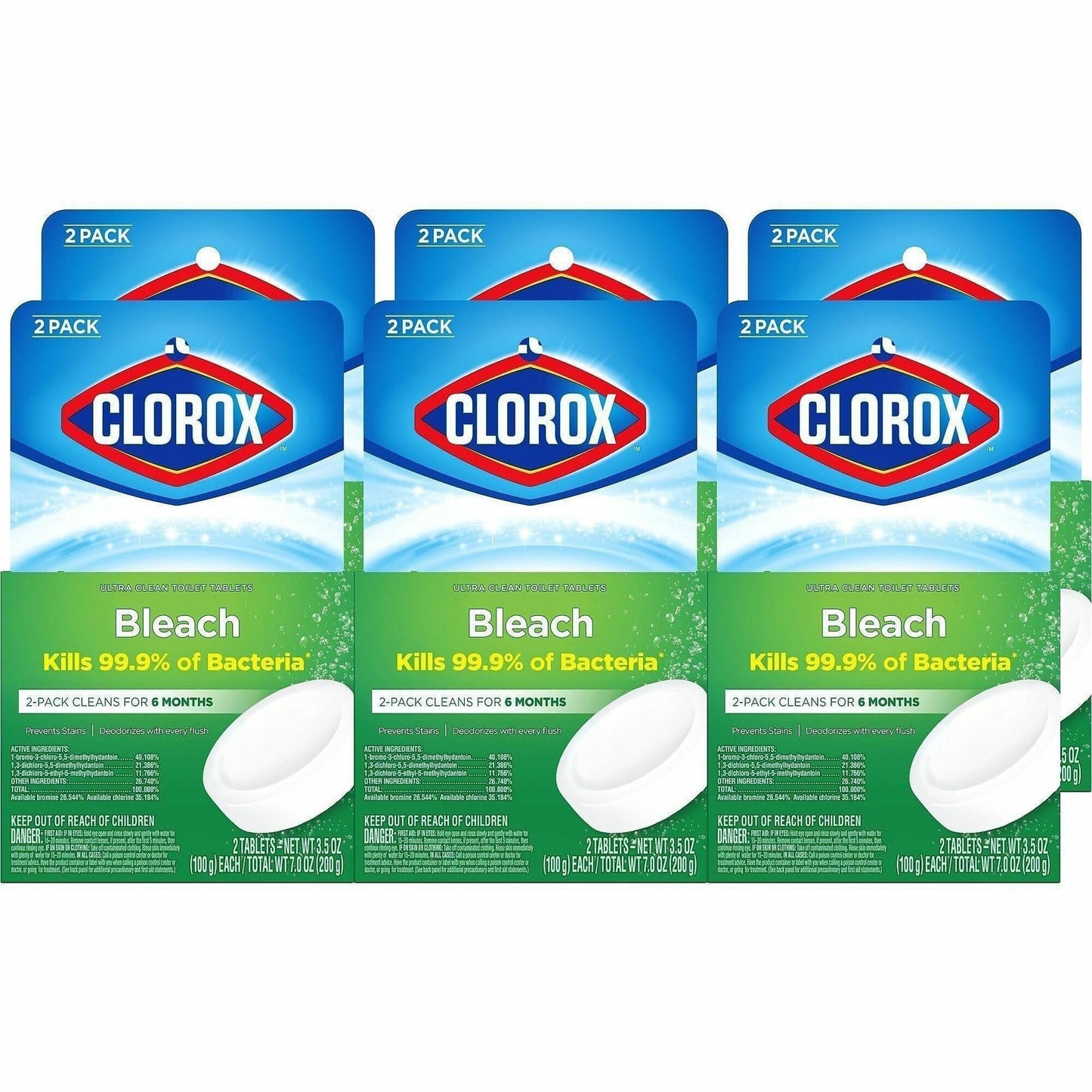 Clorox Ultra Clean Toilet Bleach Tablet, 3.50 oz, 2/Pack, 6 Packs/Carton, 70 Cartons/Bundle  (CLO30024BD)