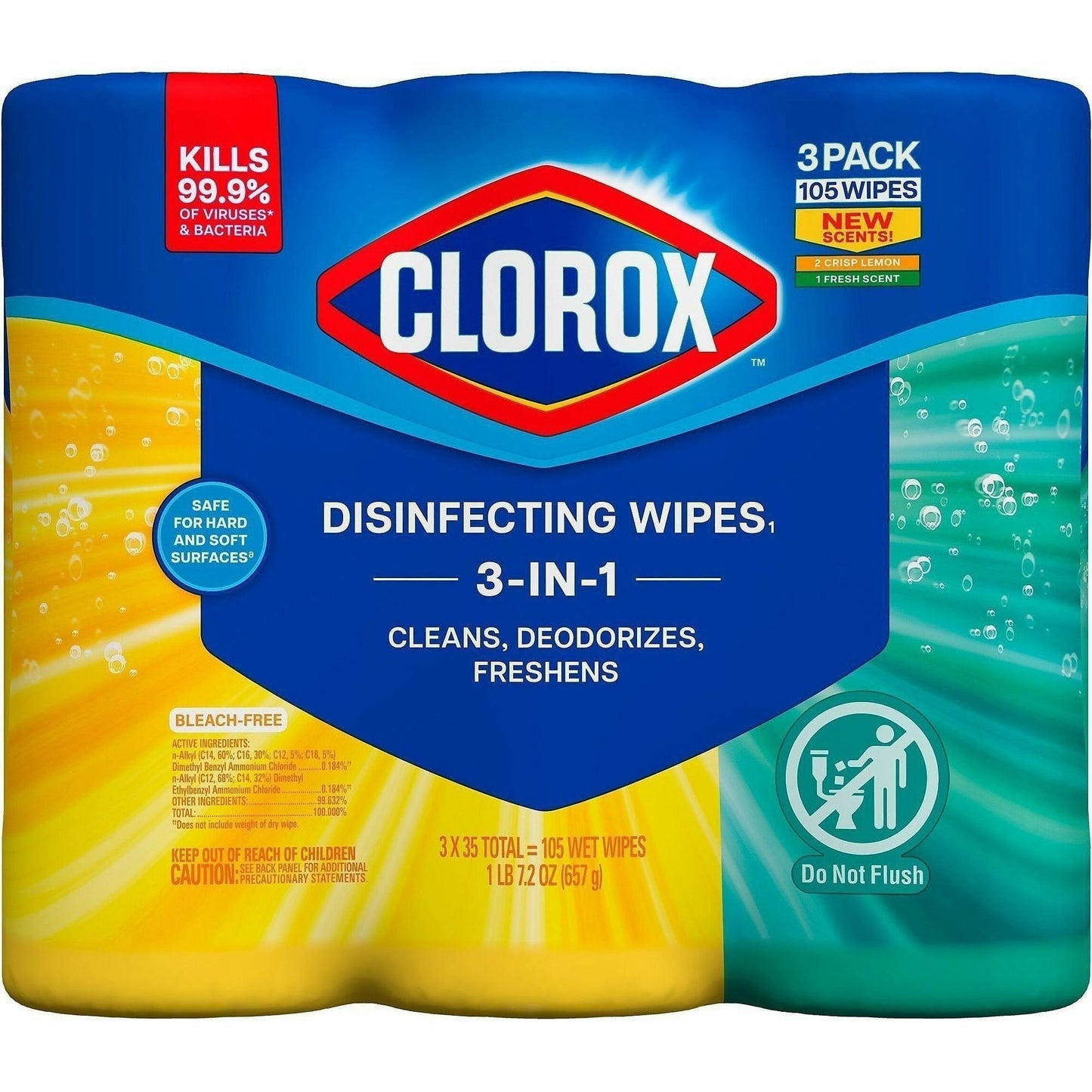 Clorox Disinfecting Cleaning Wipes Value Pack, 35/Tub, 3/Pack, 5 Pack/Carton 45 Carton/Pallet (CLO30112PL)