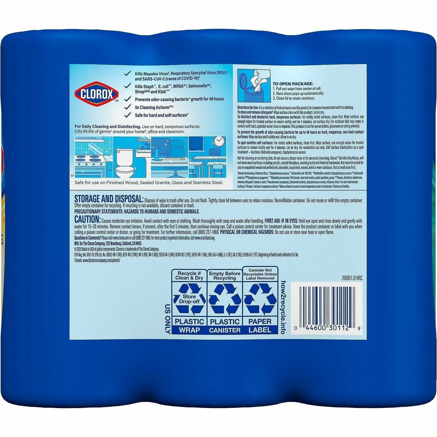 Clorox Disinfecting Cleaning Wipes Value Pack, 35/Tub, 3/Pack, 5 Pack/Carton 45 Carton/Pallet (CLO30112PL)