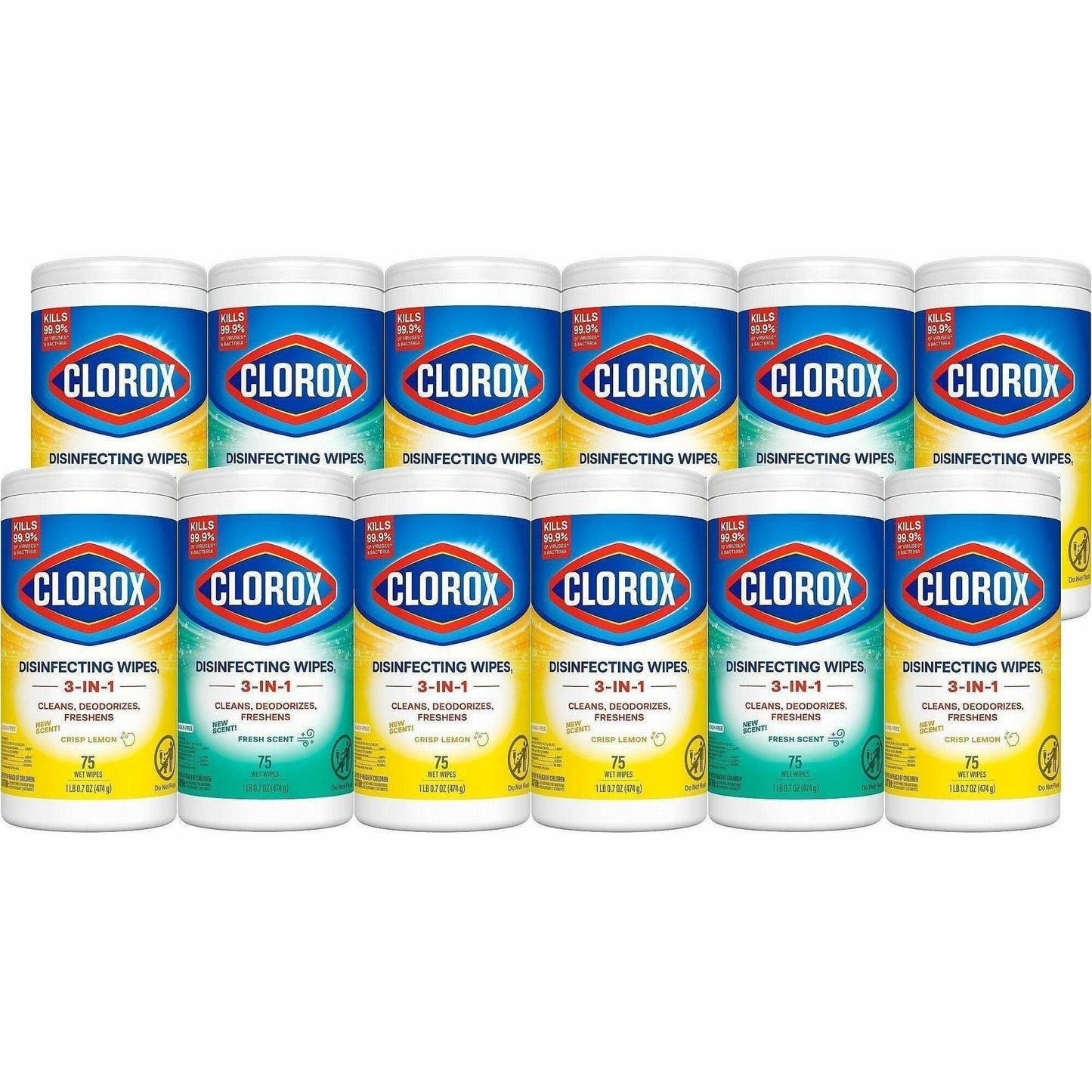 Clorox Disinfecting Bleach Free Cleaning Wipes Value Pack, 75/Tub, 4 Packs/Carton, 20 Carton/Bundle (CLO30208BD)