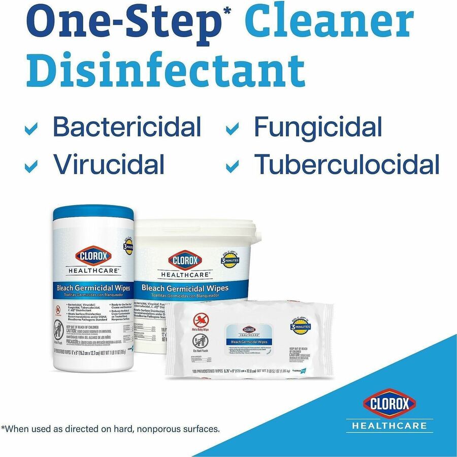 Clorox Healthcare Bleach Germicidal Wipes Bucket, 110/Tub, 2/Carton, 25 Cartons/Bundle (CLO30358BD)