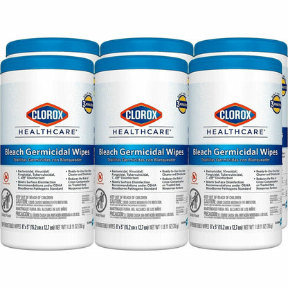 Clorox Healthcare Bleach Germicidal Wipes, 150/Tub, 150 Tubs/Bundle (CLO30577BD)