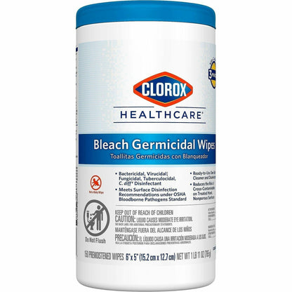 Clorox Healthcare Bleach Germicidal Wipes, 150/Tub, 300 Tubs/Pallet (CLO30577PL)