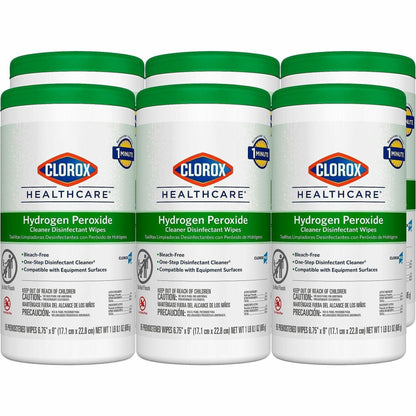 Clorox Healthcare Hydrogen Peroxide Cleaner Disinfectant Wipes, 9" x 6.75", 95/Tub, 6/Carton, 75/Pallet (CLO30824PL)