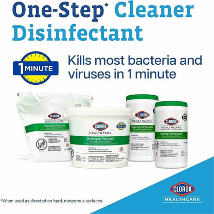 Clorox Healthcare Hydrogen Peroxide Cleaner Disinfectant Wipes,185/Tub, 2/Carton, 25 Cartons/Bundle (CLO30826BD)