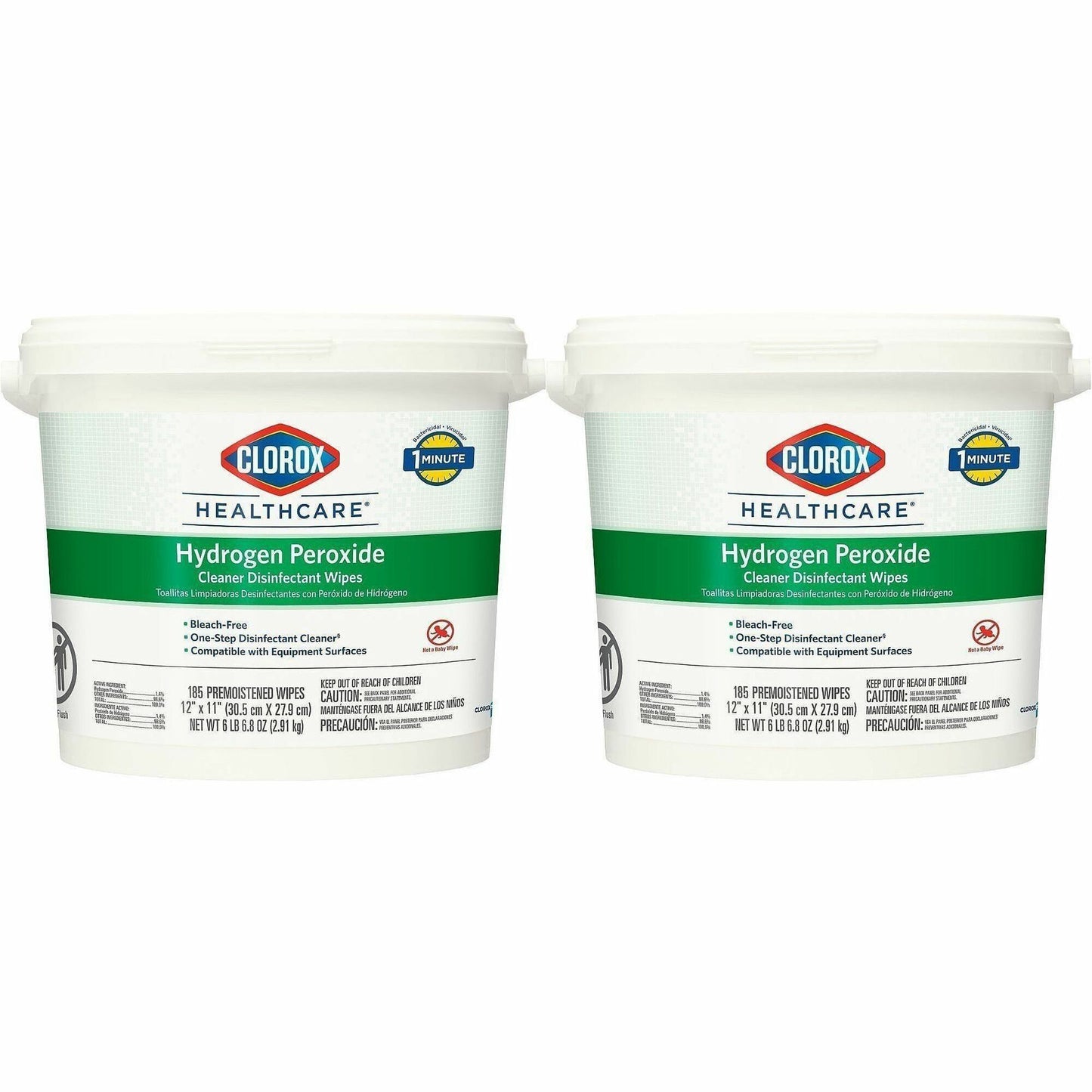 Clorox Healthcare Hydrogen Peroxide Cleaner Disinfectant Wipes,185/Tub, 2/Carton, 50 Cartons/Pallet (CLO30826PL)