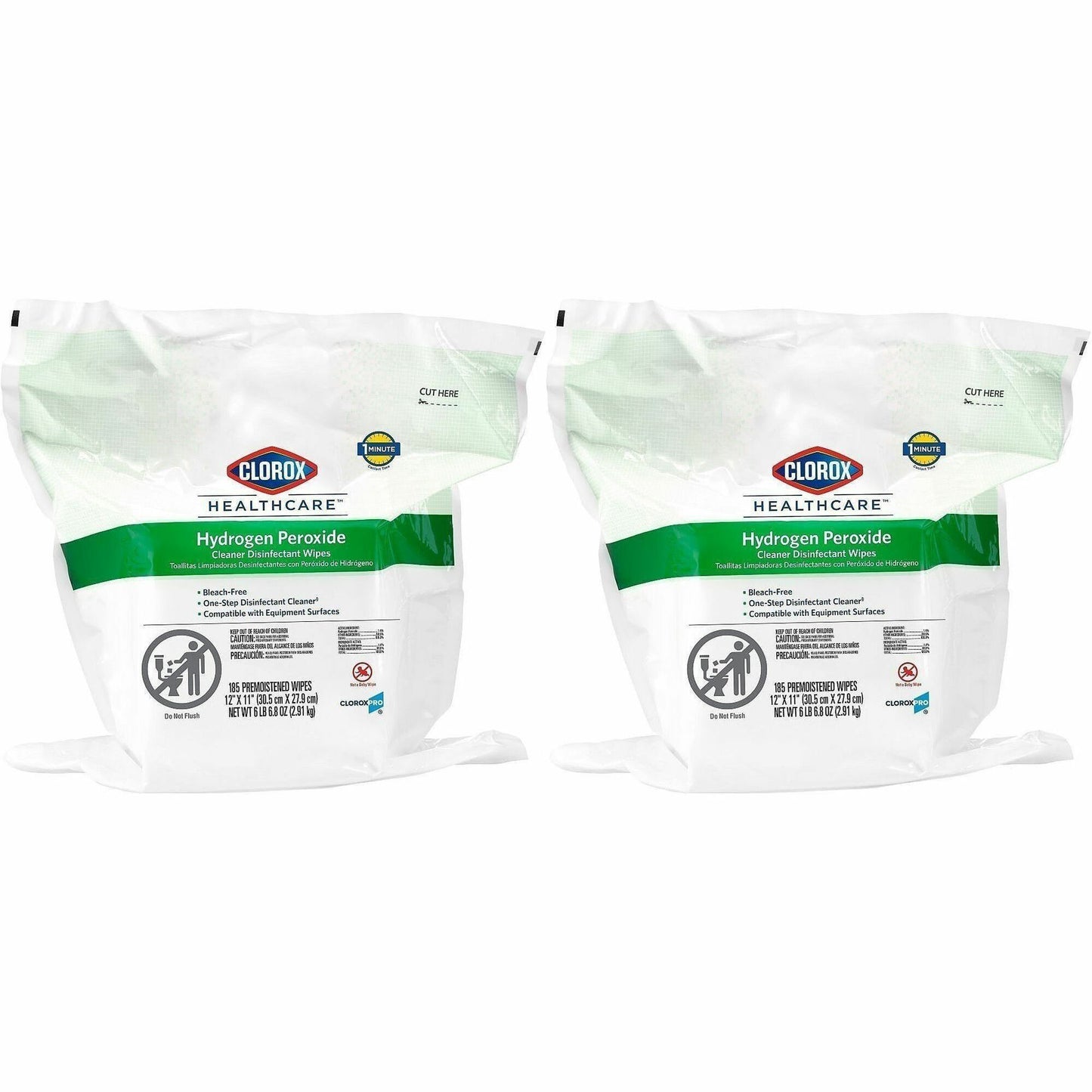 Clorox Healthcare Hydrogen Peroxide Cleaner Disinfectant Wipes Bucket Refill, 185/Pack, 200 Packs/Pallet (CLO30827PL)