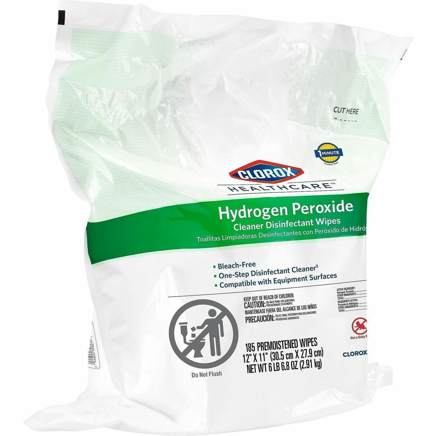 Clorox Healthcare Hydrogen Peroxide Cleaner Disinfectant Wipes Bucket Refill, 185/Pack, 200 Packs/Pallet (CLO30827PL)