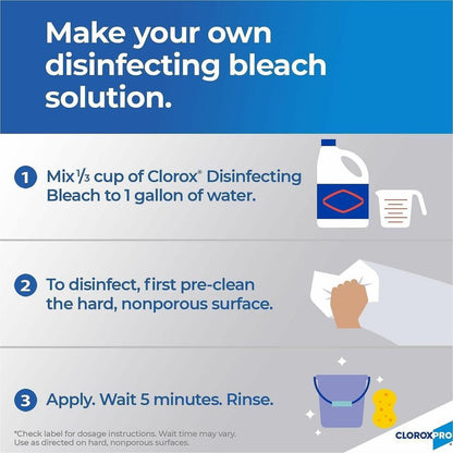 CloroxPro™ Germicidal Bleach Concentrate, 121 fl oz, 3/Carton, 56 Carton/Pallet (CLO30966PL)