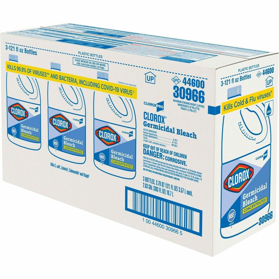 CloroxPro™ Germicidal Bleach Concentrate, 121 fl oz, 3/Carton, 56 Carton/Pallet (CLO30966PL)