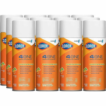 CloroxPro™ 4 in One Disinfectant & Sanitizer, 14 fl oz, Fresh Citrus Scent, 12/Carton, 133/Pallet (CLO31043PL)