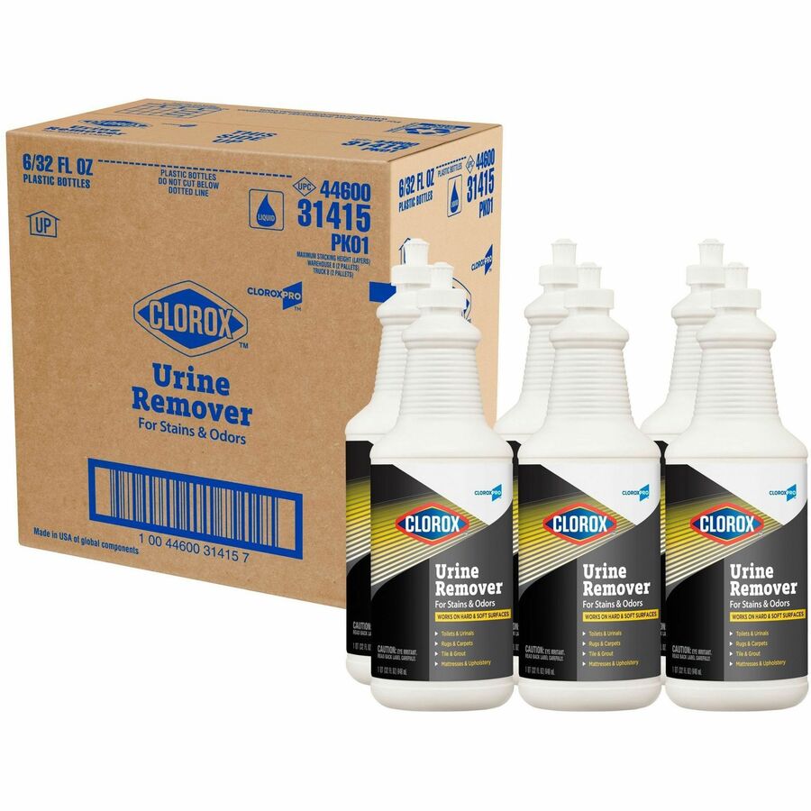 CloroxPro™ Pull-Top Urine Remover for Stains and Odors, 32 fl oz, 6/Carton, 46 Carton/Bundle (CLO31415BD)