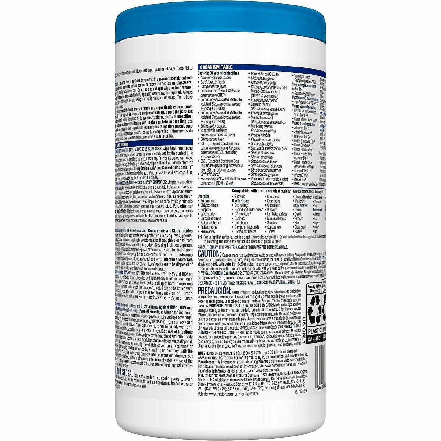 Clorox Healthcare Bleach Germicidal Wipes, 70/Tub, 6/Carton. 75/Pallet (CLO35309PL)