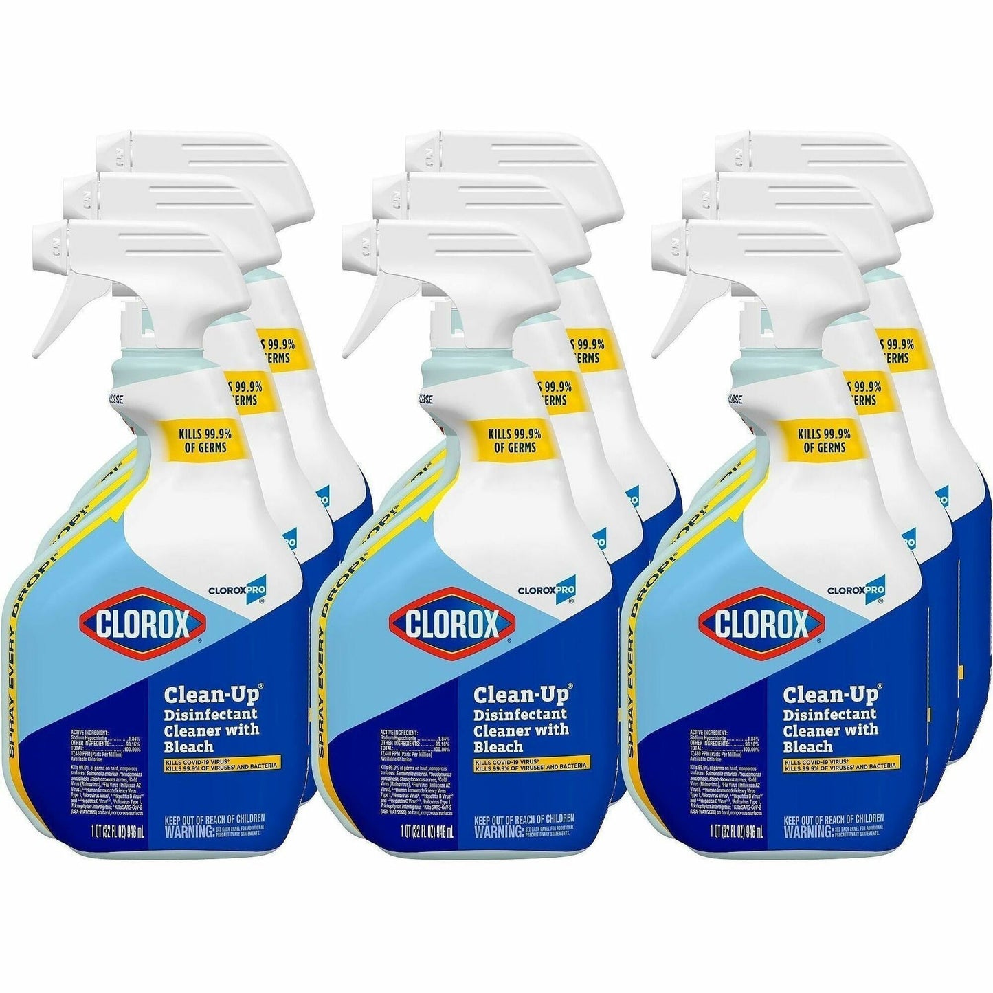 CloroxPro™ Clean-Up Disinfectant Cleaner Spray with Bleach, 32 fl oz, 9/Carton, 48/Pallet (CLO35417PL)