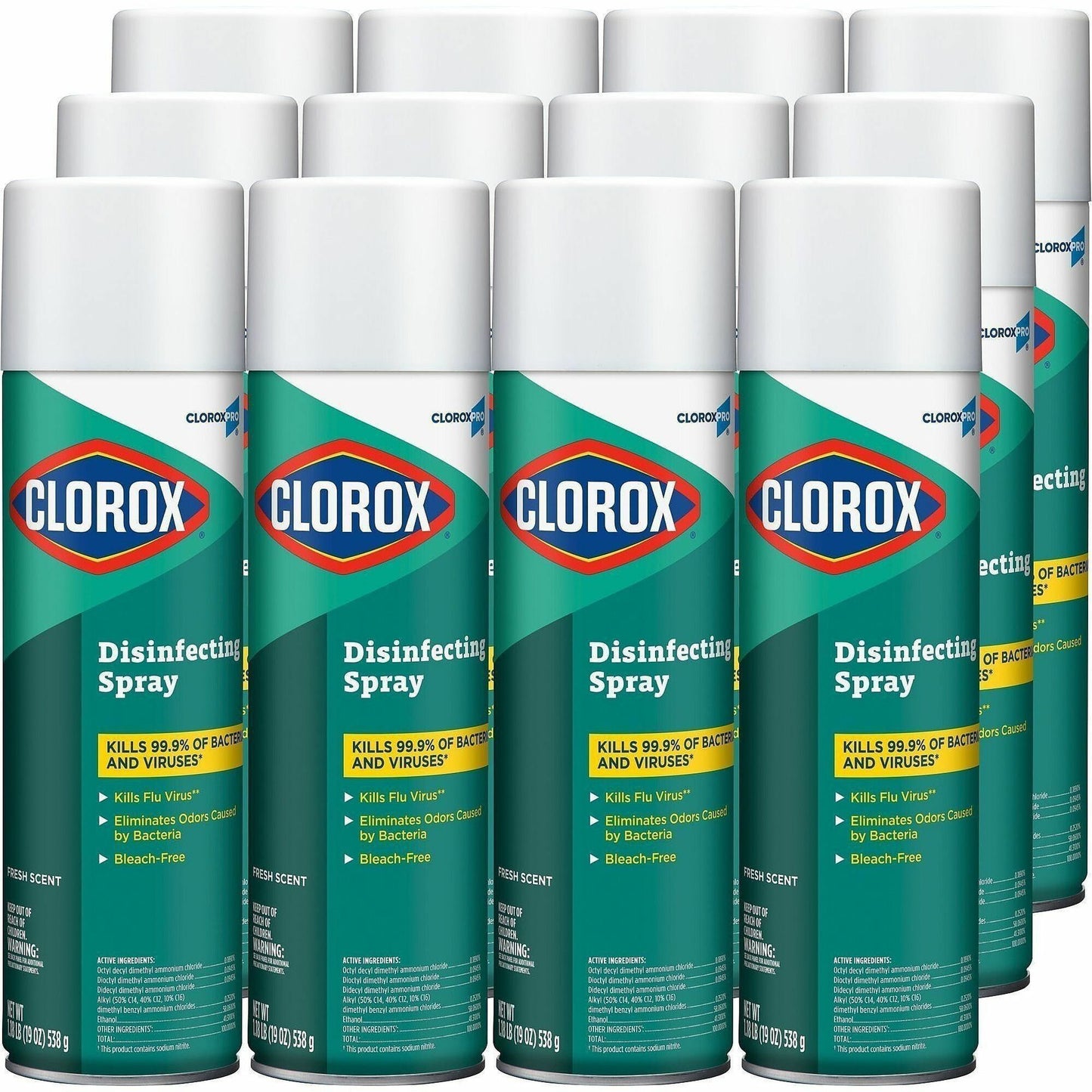 CloroxPro™ Disinfecting Spray, 19 fl oz, Fresh Scent, 12/Carton, 36 Cartons/Bundle (CLO38504BD)