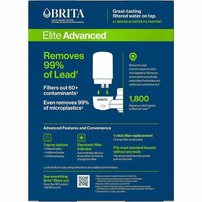 Brita Faucet Mount System with Elite Advanced Replacement Filter, 4/Carton, 54/Bundle (CLO42201BD)
