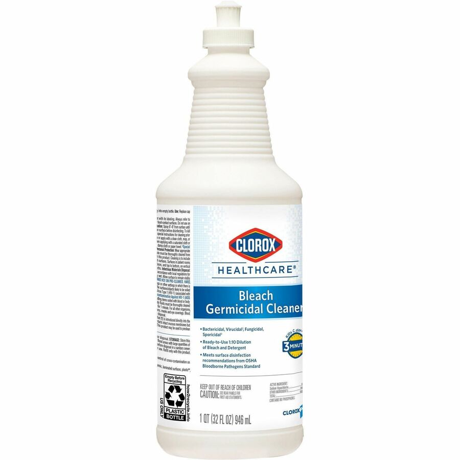 Clorox Healthcare Pull-Top Bleach Germicidal Cleaner, 32 fl oz, 180 Bottles/Bundle (CLO68832BD)