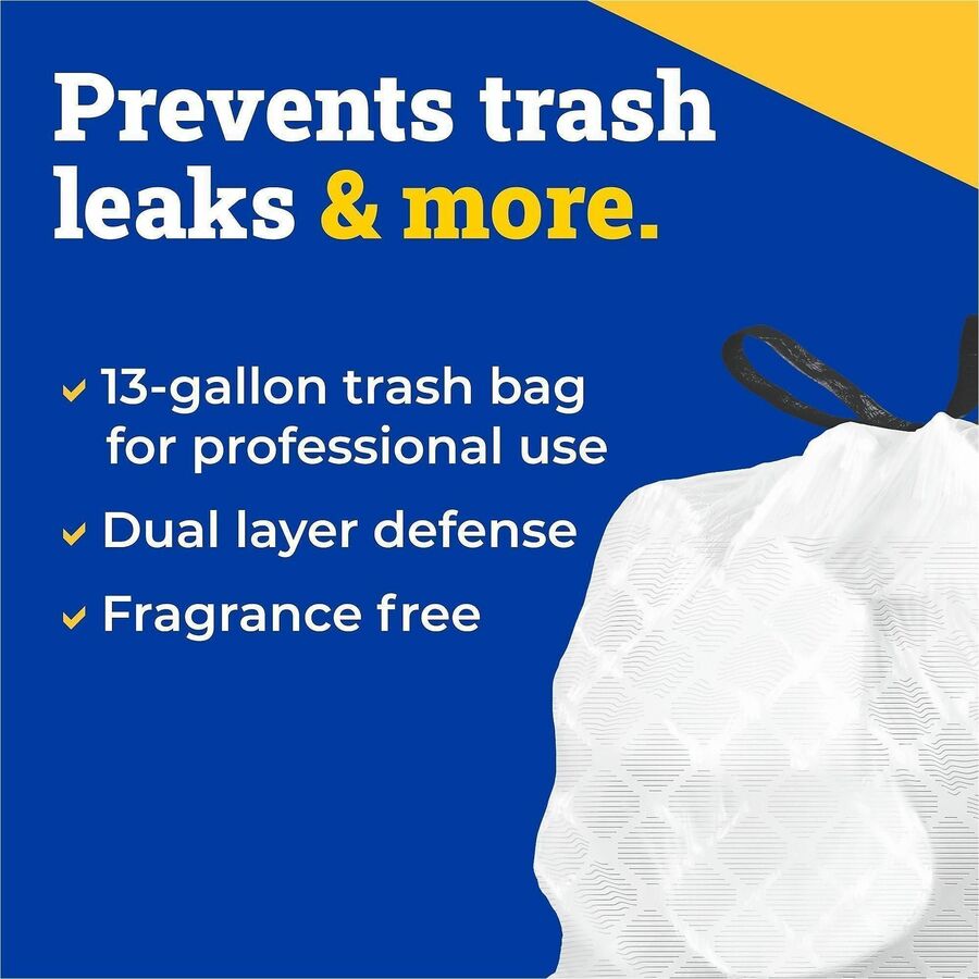 Glad ForceFlex Tall Kitchen Drawstring Trash Bags, 13 gal, 100/Box, Box/Carton, 36/Pallet (CLO78526PL)