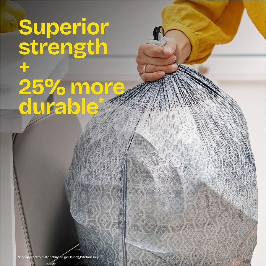Glad ForceFlex MaxStrength X-Large 20 gal Kitchen Drawstring Trash Bags, 30/Box, 180 Boxes/Bundle (CLO78913BD)