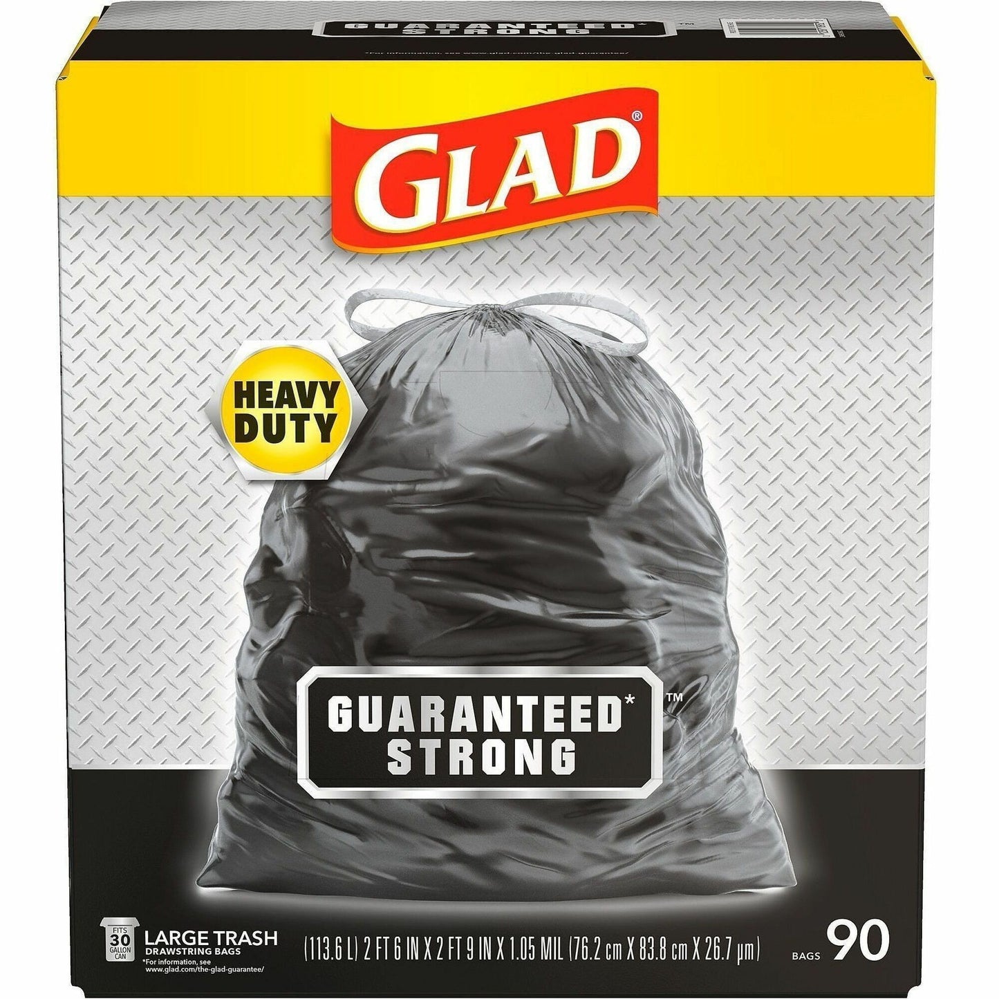 Glad Strong Large 30 Gallon Drawstring Trash Bags, 90/Box, 34/Bundle (CLO78952BD)