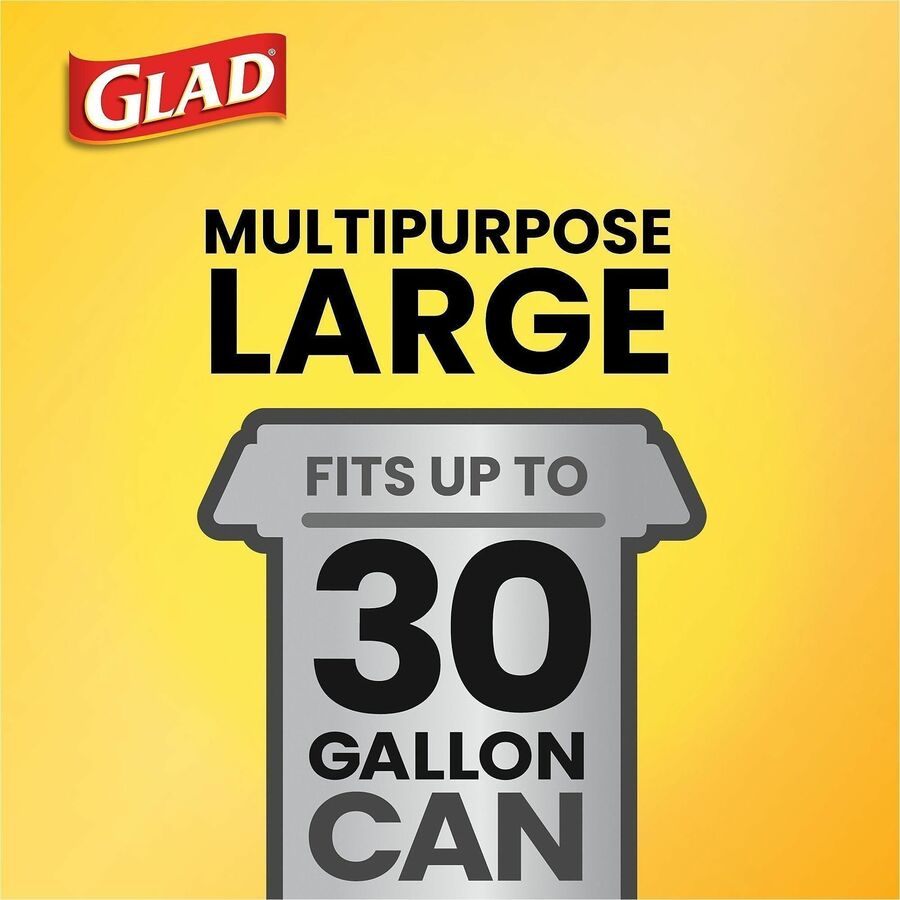 Glad Strong Large 30 Gallon Drawstring Trash Bags, 90/Box, 34/Bundle (CLO78952BD)