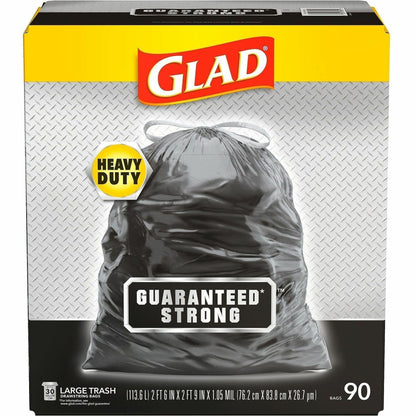 Glad Strong Large Drawstring Trash Bags, 30 gal, 32.99" x 30" x 1.05 mil, 90/Box, 78/Pallet (CLO78952PL)
