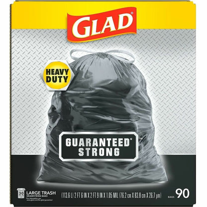 Glad Strong Large Drawstring Trash Bags, 30 gal, 32.99" x 30" x 1.05 mil, 90/Box, 78/Pallet (CLO78952PL)
