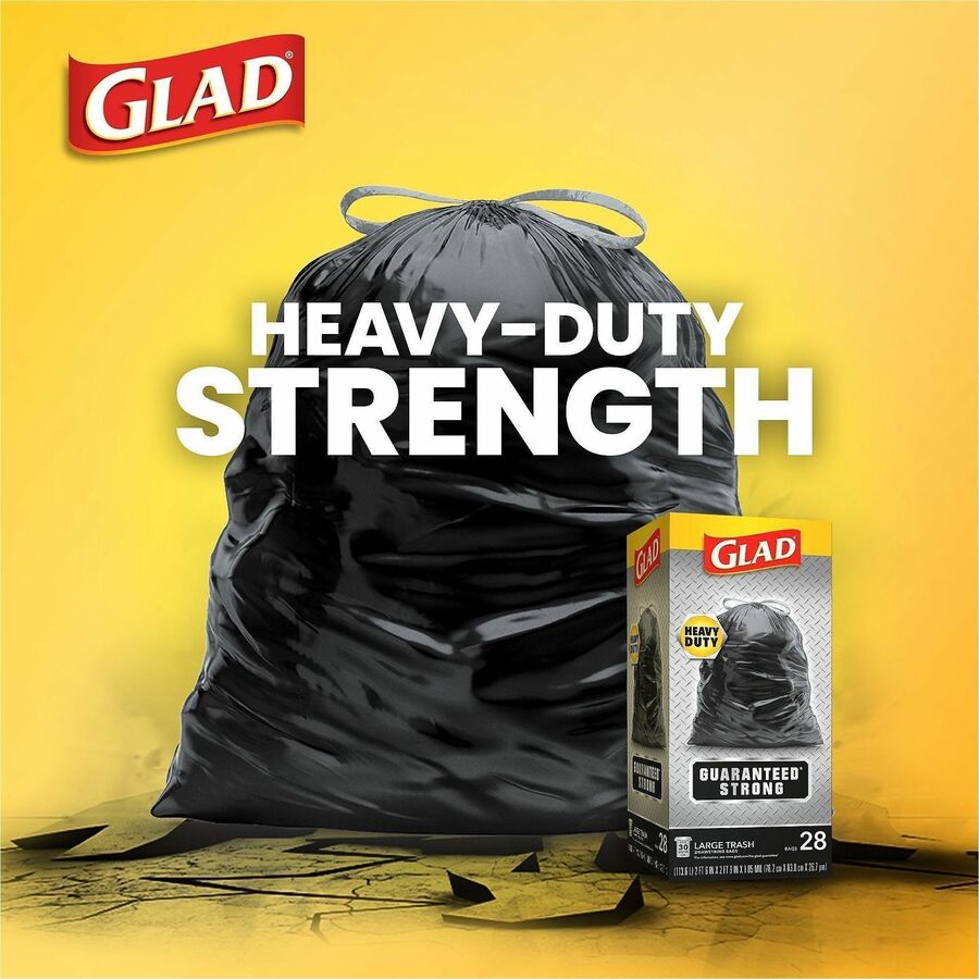 Glad Strong Large Drawstring Trash Bags, 30 gal, 32.99" x 30" x 1.05 mil, 90/Box, 78/Pallet (CLO78952PL)