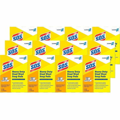 CloroxPro™ S.O.S Steel Wool Soap Pads, 15/Box, 12 Box/Carton, 20 Cartons/Bundle (CLO88320BD)