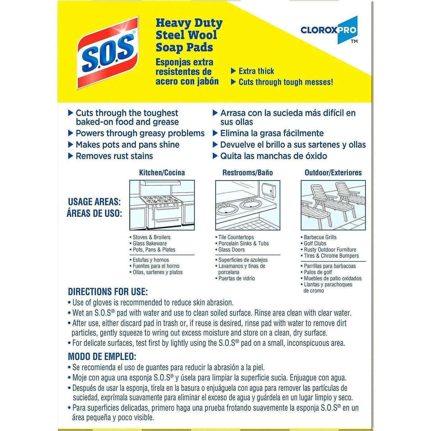 CloroxPro™ S.O.S Steel Wool Soap Pads, 15/Box, 12 Box/Carton, 20 Cartons/Bundle (CLO88320BD)