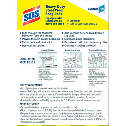 CloroxPro™ S.O.S Steel Wool Soap Pads, 15/Box, 12 Box/Carton, 20 Cartons/Bundle (CLO88320BD)