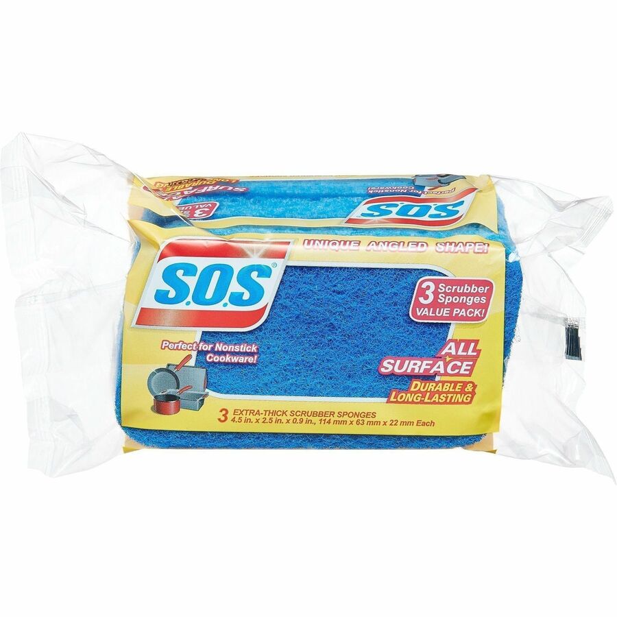 S.O.S All Surface Scrubber Sponge, 3/Pack, 8 Packs/Carton, 84 Cartons/Bundle (CLO91028BD)