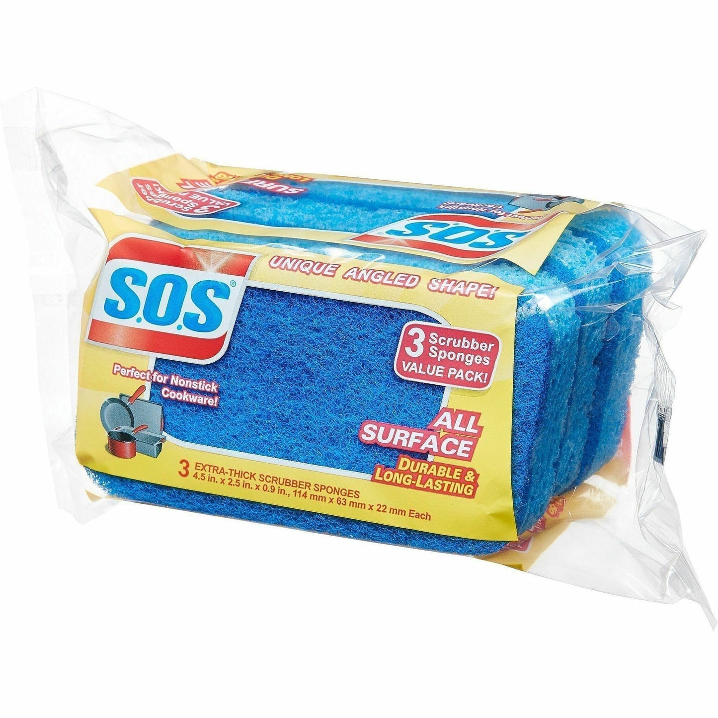 S.O.S All Surface Scrubber Sponge, 3/Pack, 8 Packs/Carton, 84 Cartons/Bundle (CLO91028BD)