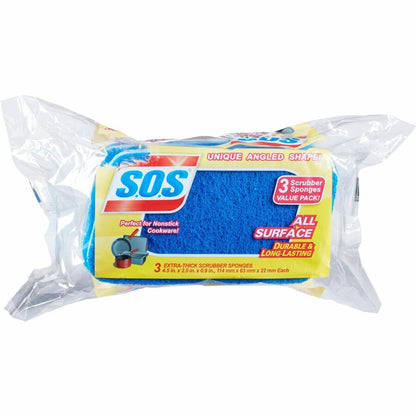 S.O.S All Surface Scrubber Sponge, 3/Pack, 8 Packs/Carton, 84 Cartons/Bundle (CLO91028BD)