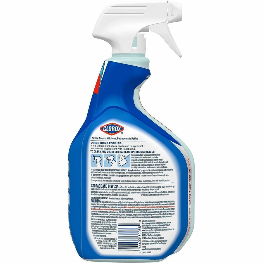 Clorox Clean-Up Multi-Surface Cleaner with Bleach, Spray, 32 fl oz, Rain Clean Scent (CLO30197)