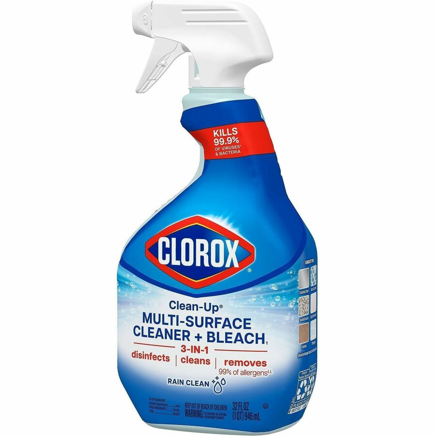 Clorox Clean-Up Multi-Surface Cleaner with Bleach, Spray, 32 fl oz, Rain Clean Scent (CLO30197)