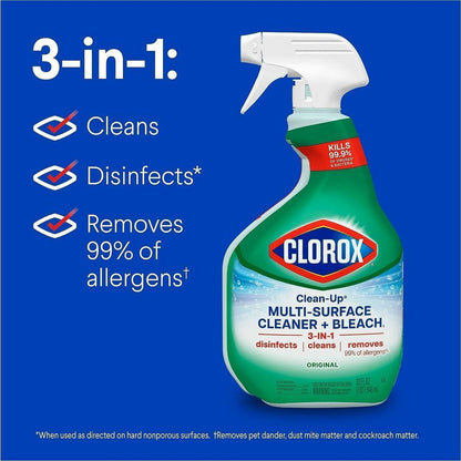 Clorox Clean-Up Multi-Surface Cleaner with Bleach, Spray, 32 fl oz, Original Scent (CLO31221)