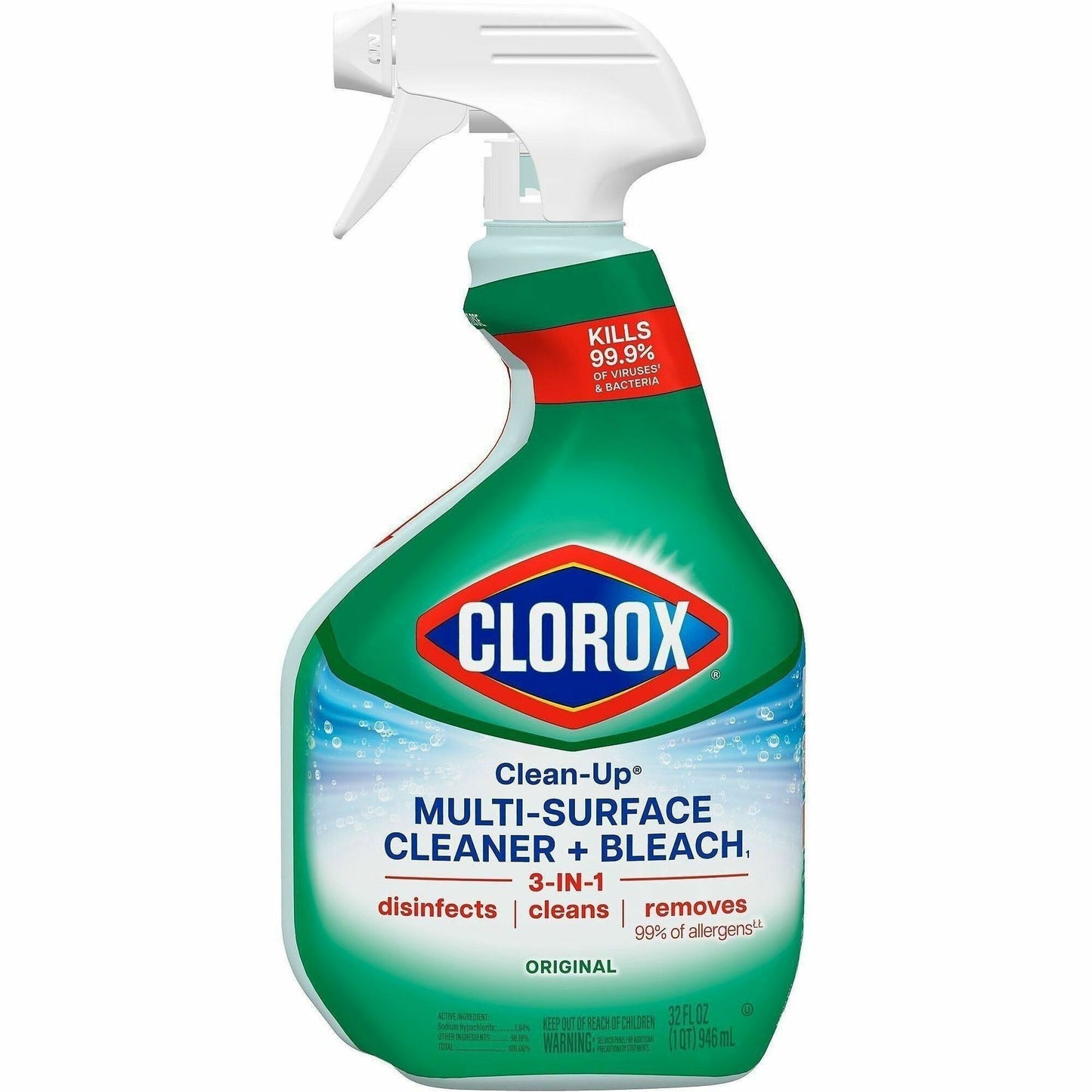 Clorox Clean-Up Multi-Surface Cleaner with Bleach, Spray, 32 fl oz, Original Scent (CLO31221)